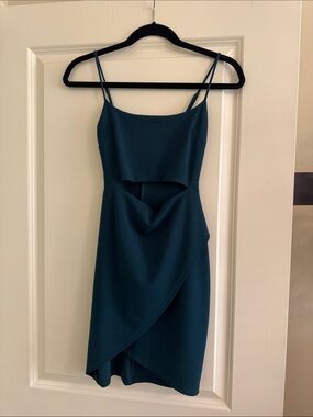 Lulu's Teal Cutout Mini Dress